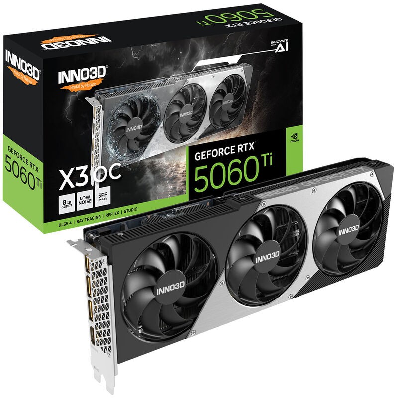 Kartë grafike INNO3D GeForce RTX 5060 Ti X3 OC, 8GB GDDR7, PCI Express, e zezë