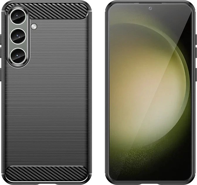 Mbështjellës telefoni Carbon Case Samsung Galaxy S24 Plus, TPU fleksibël, efekt fibër karboni, i zi