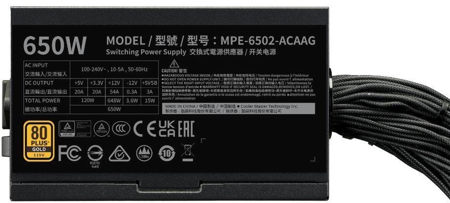 Furnizues energjie Cooler Master MWE Gold 650 V3, 650W, 80 Plus Gold, i zi