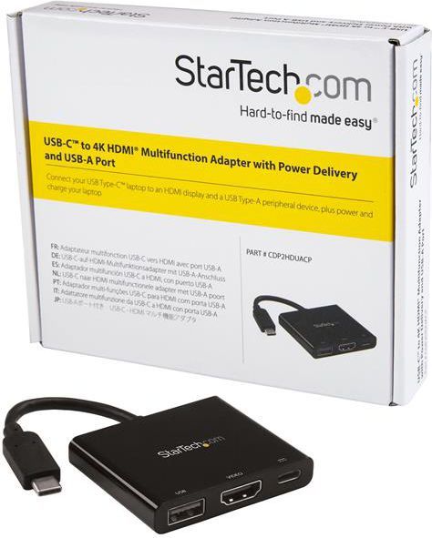 Përshtatës StarTech HDMI + USB-C + USB, i zi