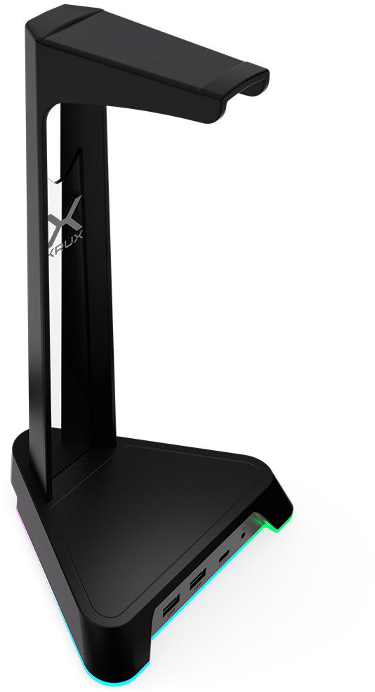 Држач за слушалки KRUX Rivt KRXG003, USB хаб, RGB осветлување, црна