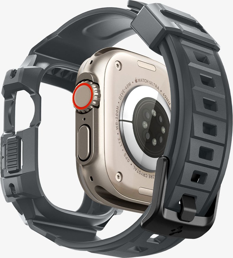 Kornizë me rrip për smartwatch Spigen Rugged Armor Pro, për Apple Watch Ultra 2/1 49mm, gri e errët
