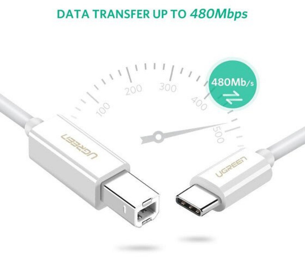 Kabllo për printer UGREEN USB-C - USB-B, 2m, e zezë