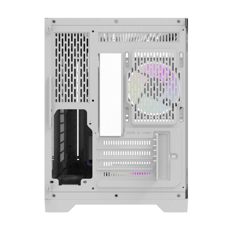 Kuti kompjuteri Darflash FT418, 6 ventilatorë ARGB, xham i temperuar, e bardhë