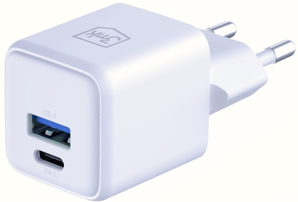 Karikues muri 3MK Hyper GaN Charger 20W, USB A USB C, i bardhë