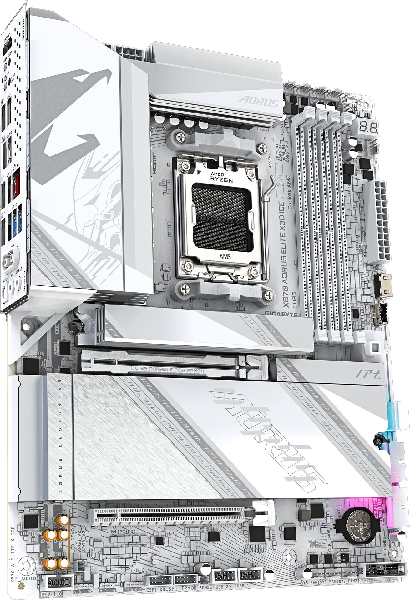 Pllakë amë GIGABYTE X870 AORUS ELITE X3D ICE, DDR5, PCIe 5.0, e bardhë