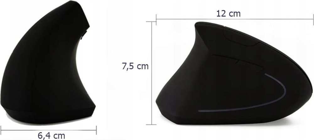 Maus vertikal ergonomik me kabllo, USB, 1200 DPI, i zi