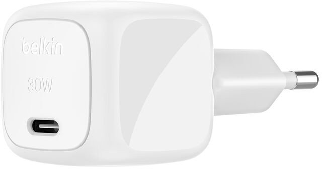 Полнач Belkin 30W USB C, PD и PPS, со кабел USB C 1m, бел