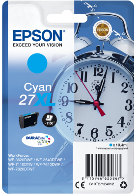 Ngjyrë për printer Epson DURABrite Ultra Ink Singlepack, 27XL, 1100 faqe, e kaltër