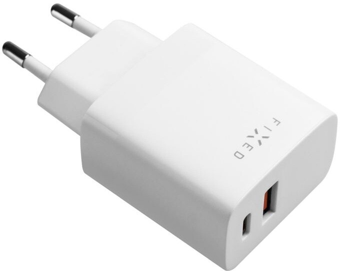 Karikues FIXED,USB-A, USB-C, PD & QC, 20W, i bardhë