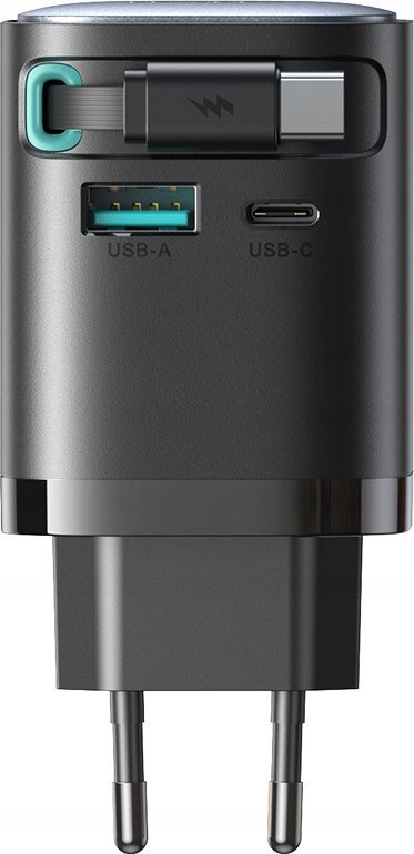 Karikues Joyroom TCL02 GaN, 65W, kabllo USB C tërheqëse, i bardhë