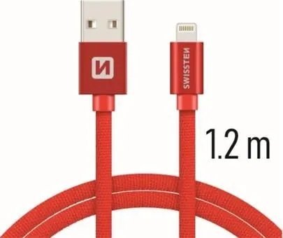 Kabll USB Lightning Swissten Textile 71523206, 1.2m, 3A, i kuq