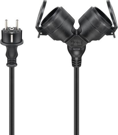 Kabllo zgjatues Pro Outdoor Double Extension, 10 m, 2 dalje, i zi