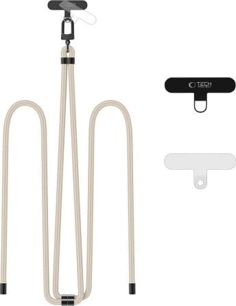 Rrip telefoni Tech-Protect C7S Rope Crossbody, i rregullueshëm, taupe dhe i zi