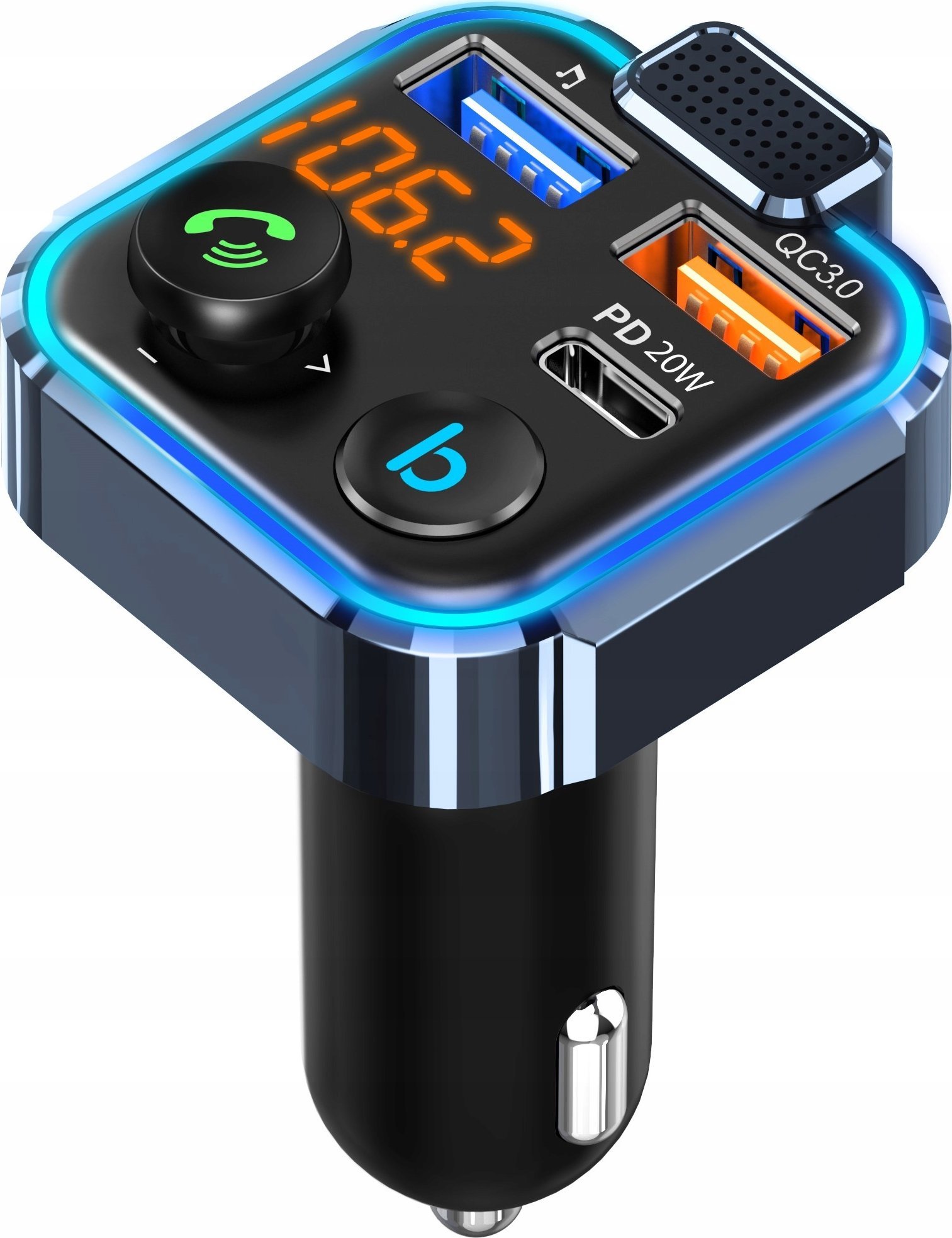 Transmetues Bluetooth FM për makinë Bounn BT23, MP3, 3x USB QC 3.0, RGB