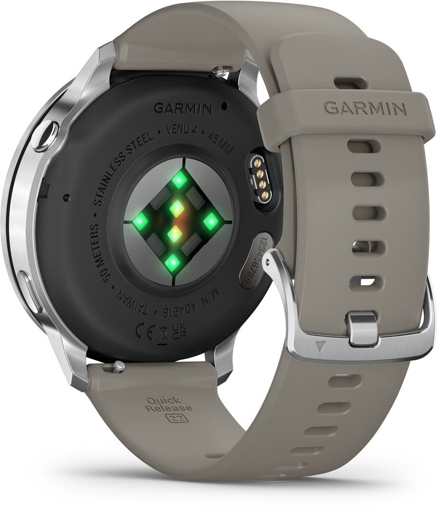 Ora inteligjente Garmin Venu 4, GPS, bateri 12 ditë, çelik inoksi