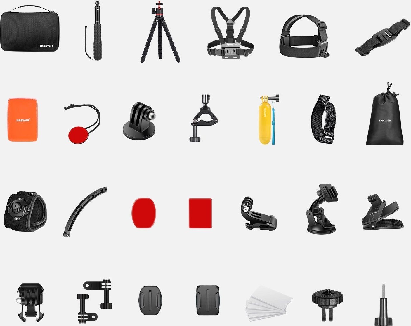 Set montimi Neewer GP-50 për GoPro DJI Insta360, 50 në 1, me kuti mbrojtëse, i zi