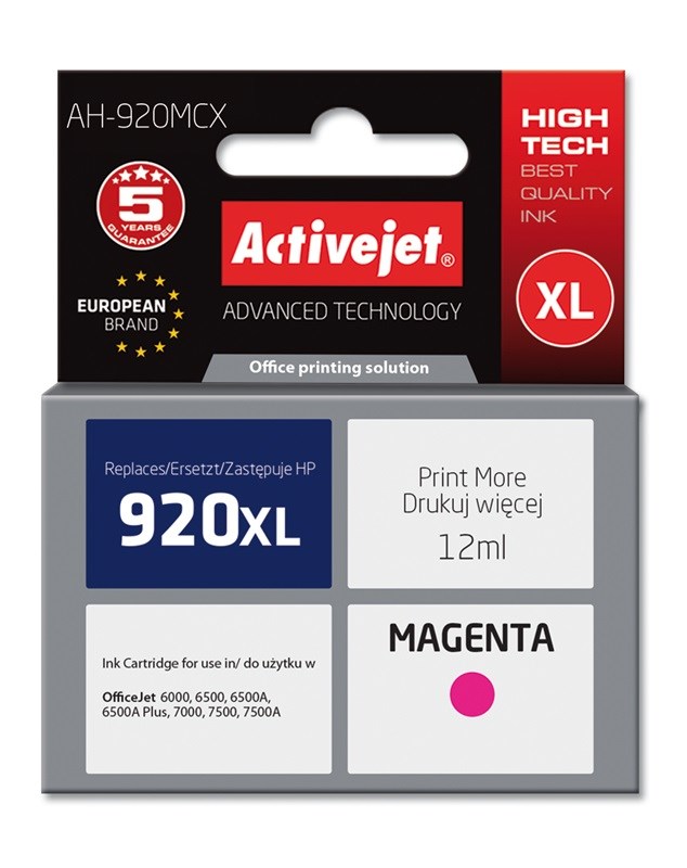 Ngjyrë për printer Activejet AH-920MCX (zëvendësim për HP 920XL CD973AE), 12 ml, vjollcë