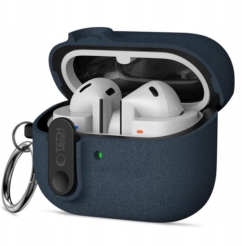 Kutí mbrojtëse Tech-Protect Slim Hook për Samsung Galaxy Buds 3 3 FE 3 Pro, TPU dhe polikarbonat, blu e errët