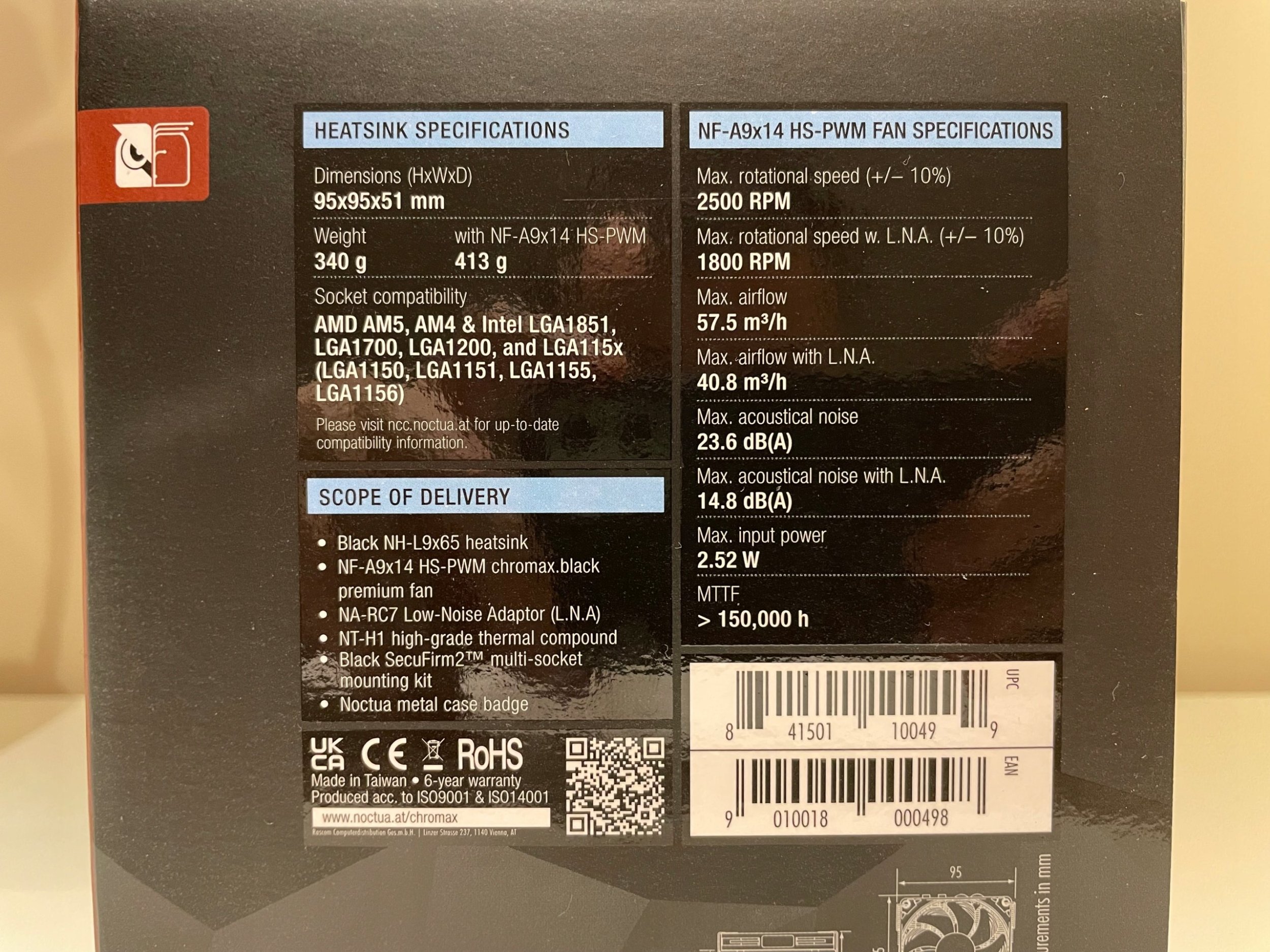 Ftohës procesori Noctua NH-L9x65 Chromax.black, 92mm, 24 dBA, i zi