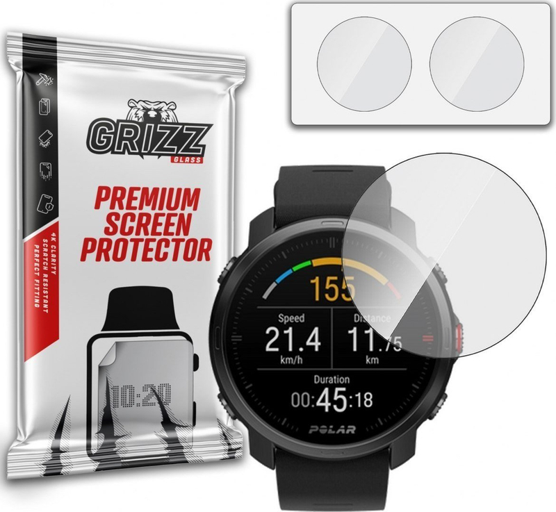 Xham mbrojtës smartwatch GrizzGlass Hybrid, për Polar Grit X Pro, transparent