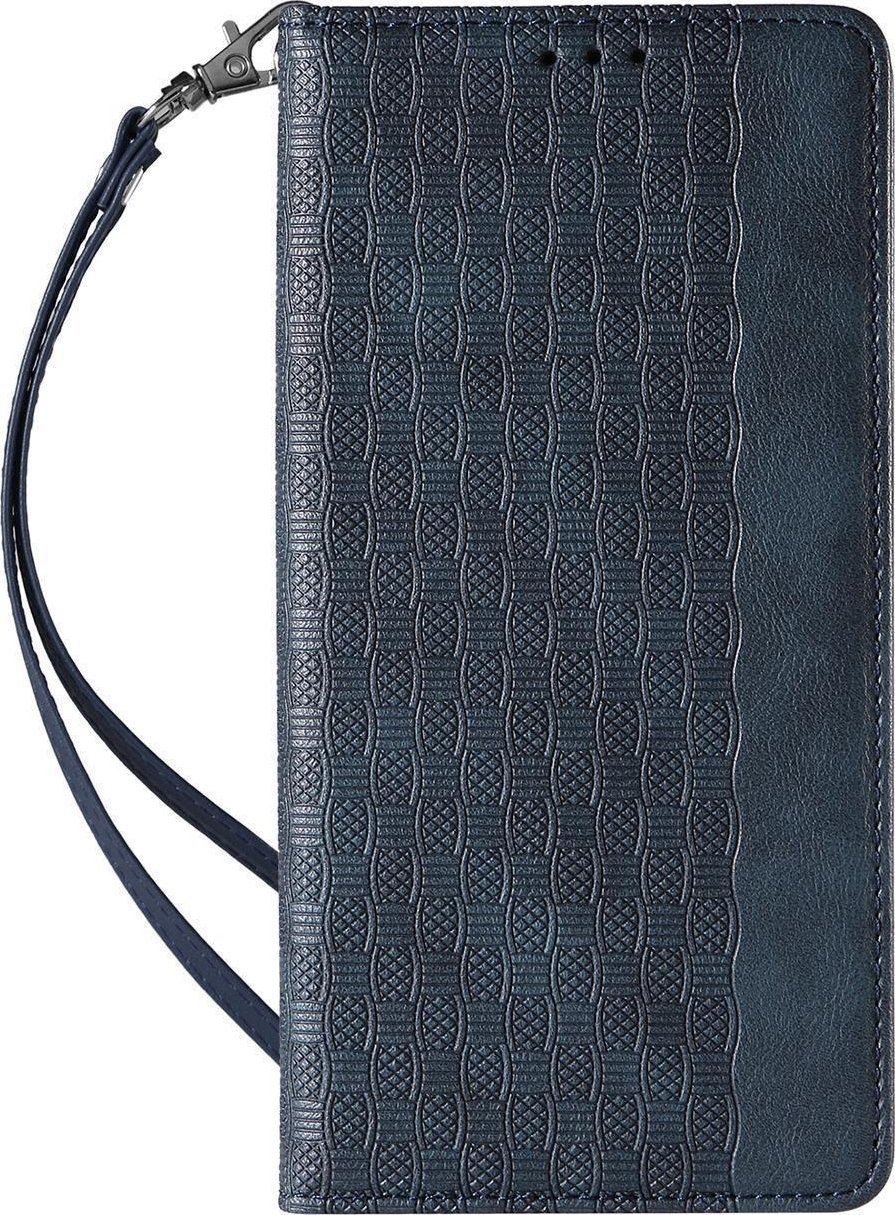 Këllëf telefoni Hurtel Magnet Strap Case për Samsung Galaxy S23 Ultra, me kapak portofol dhe stand, blu