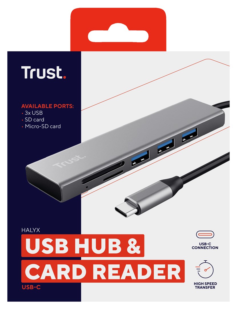Qendër USB-C Halyx Fast, 3 porte, lexues kartash SD/microSD, i argjendtë