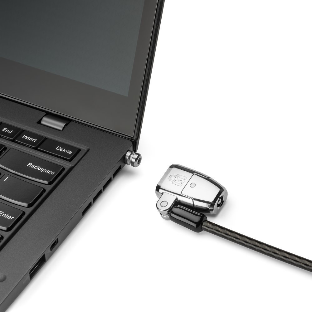 Kabllo sigurie për laptop Kensington ClickSafe 2.0 3 in 1, bravë me çelës, T Bar Nano Wedge, argjendtë