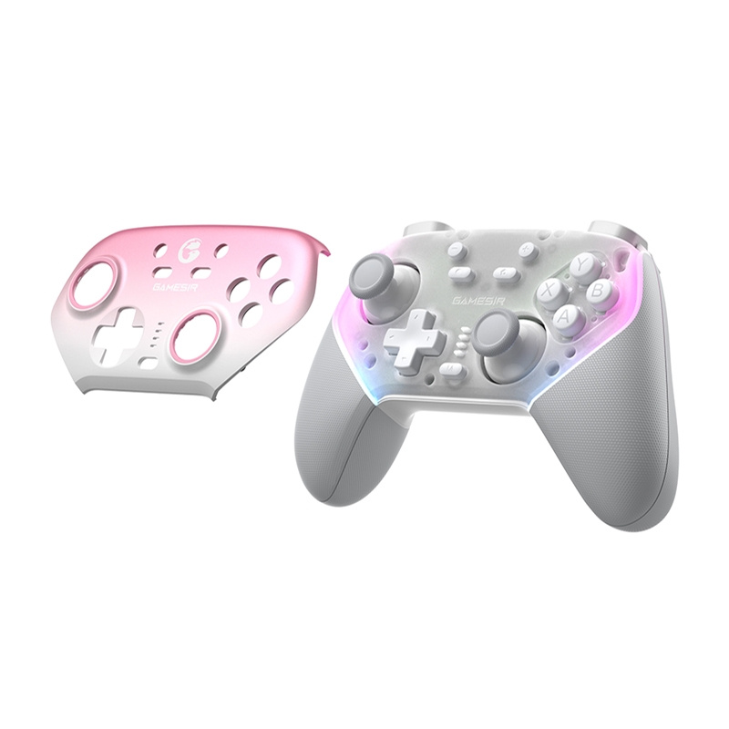 Gamepad wireless GameSir Super Nova, tri-mode, RGB, i bardhë rozë
