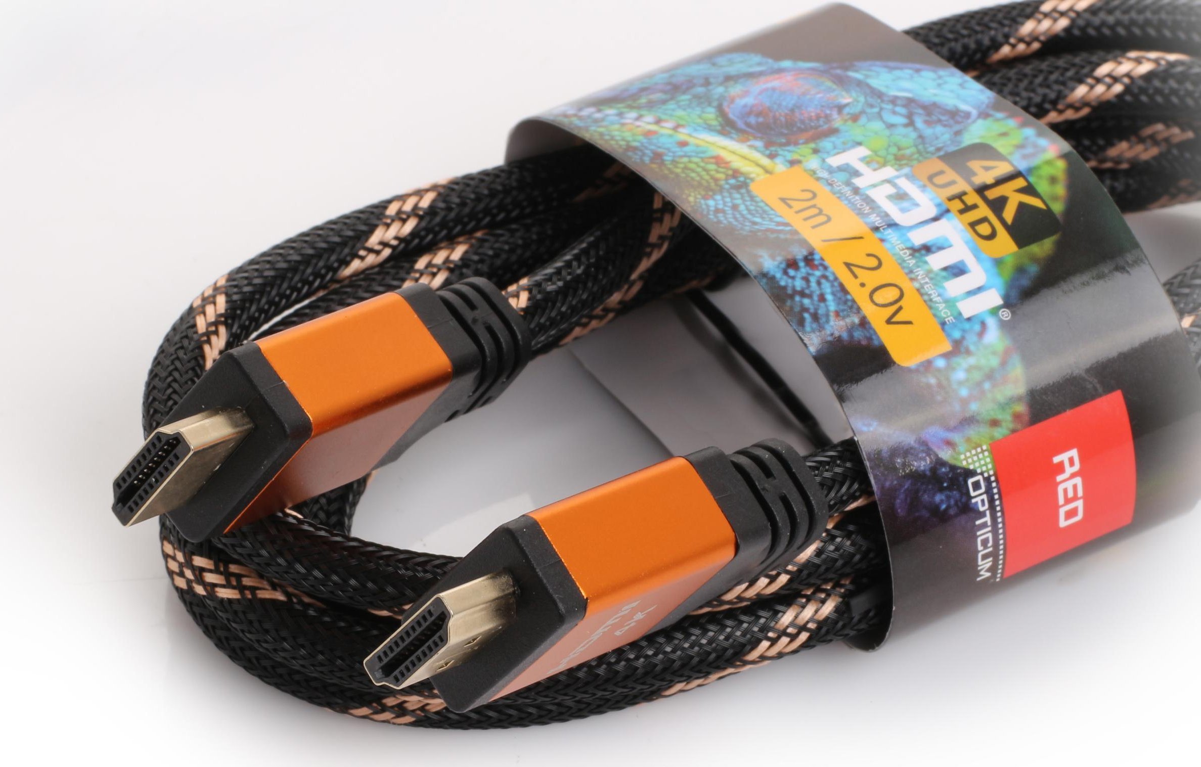 Kabllo HDMI Opticum RED 27950, 3m, 4K UHD, portokalli