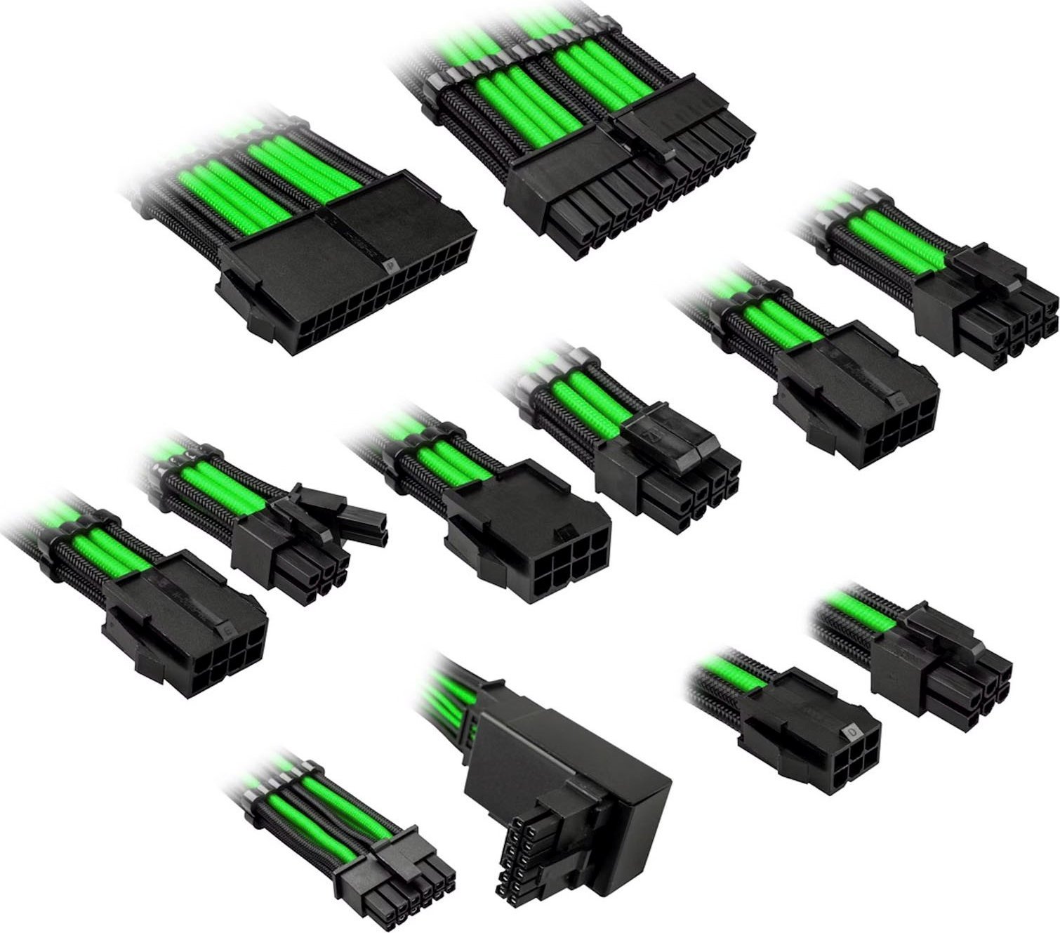 Set kabllosh zgjatuese Kolink Core Pro 12VHWPR Type 2, adapter 16 pin 90°, Venom Green