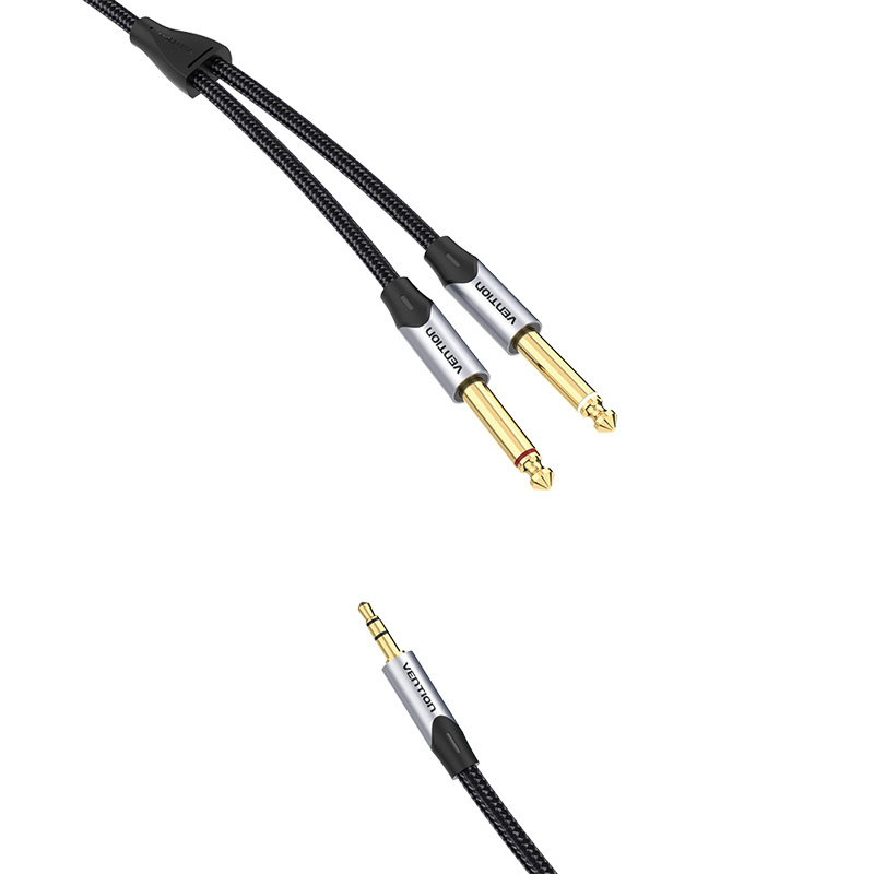 Kabllo audio Vention BARHK, 3.5mm në 2x 6.35mm, 8m, e zezë