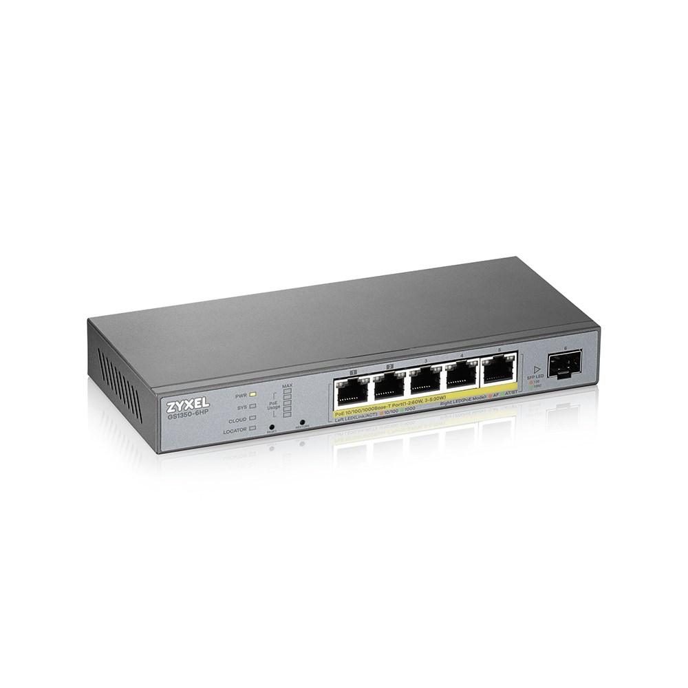 Switch rrjeti Zyxel GS1350-6HP, 5 porta, 100/1000 Mbps, PoE