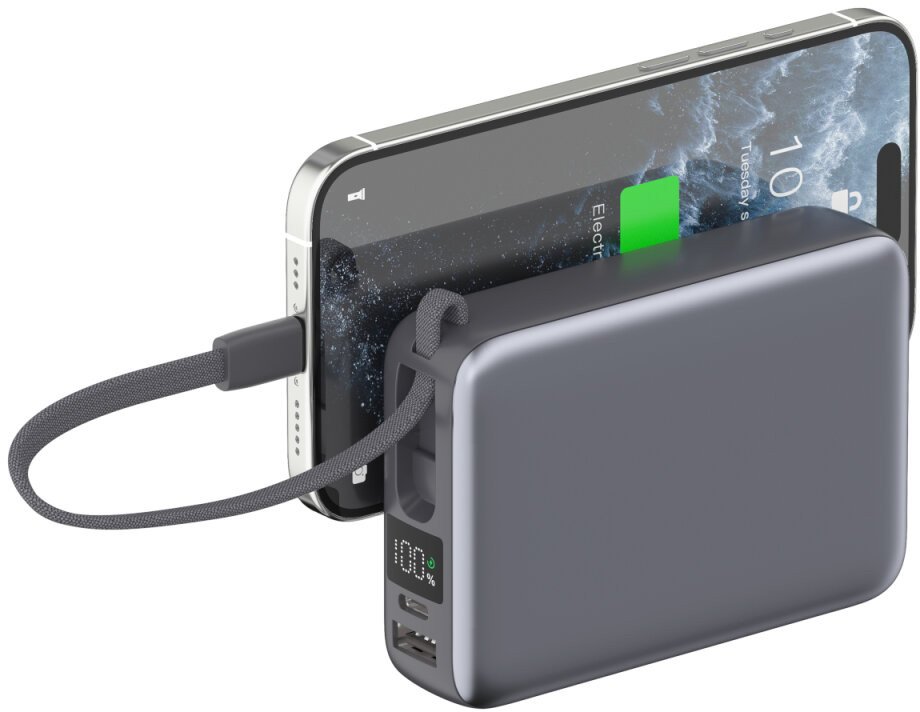 Powerbank 4smarts Pocket Dual Cord 20000mAh, 22.5W, gri hapësinor
