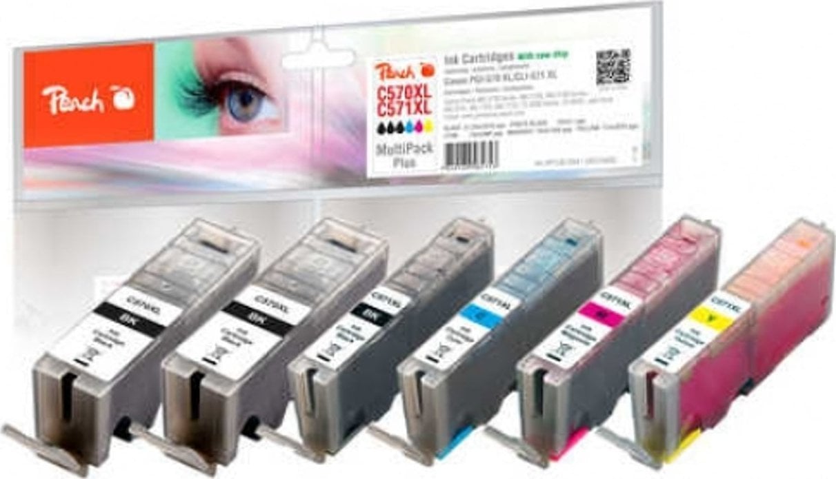 Set kartriçesh boje Peach PI100-294, 6 copë, XL, për Canon PGI-570XL CLI-571XL