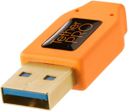 Kabllo Tether Tools TPro USB 3.0 Micro B Right Angle, 4.6m, portokalli