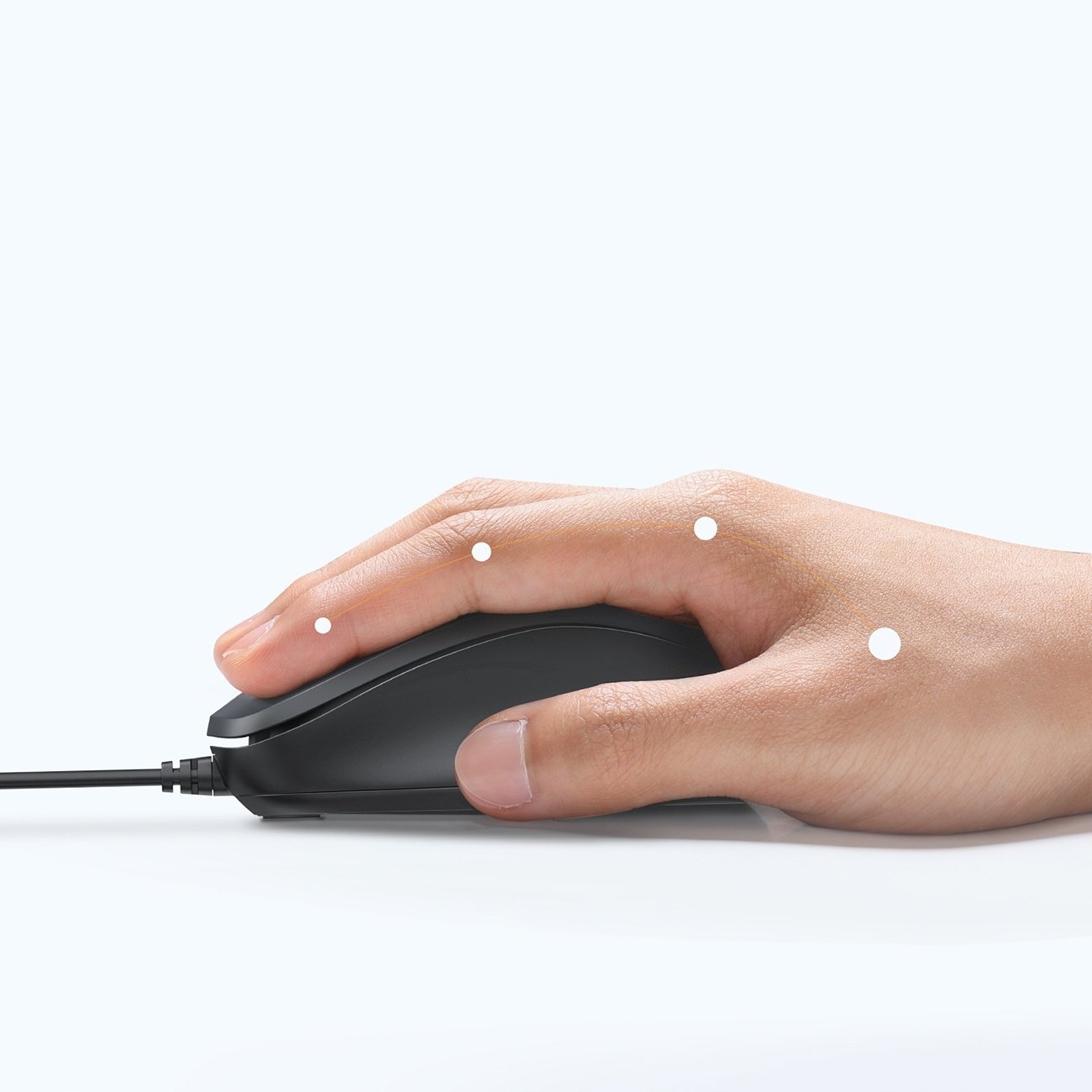 Mouse optik Ugreen MU007, me kabllo USB, 3 butona, i zi