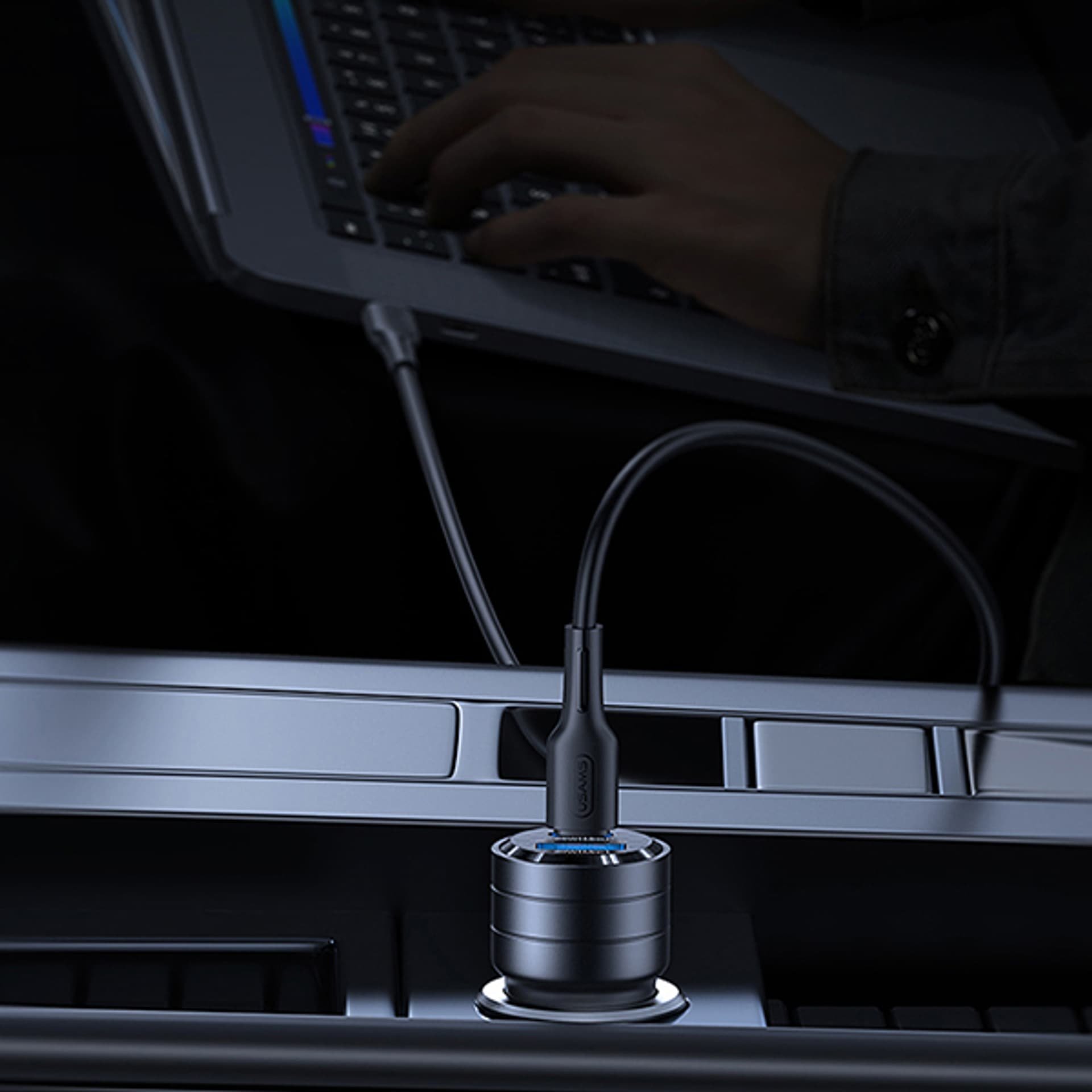 Автомобилски полнач Usams C36 US CC176, 95W, USB A и USB C, виолетов