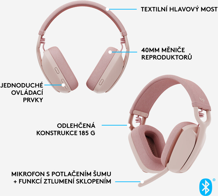 Kufje Logitech Zone Vibe 100, rozë