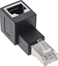 Adapter rrjeti InLine Cat.6A, RJ45 prizë dhe fischë, 90° lart, i zi