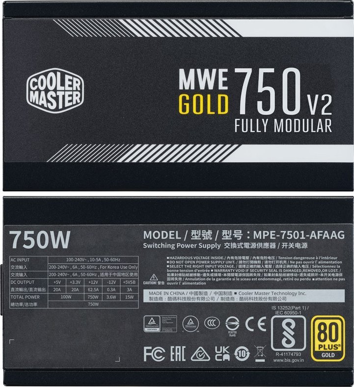 Burim energjie Cooler Master MWE Gold V2 ATX 3.0 MPE-7501-AFAAG-3EU ATX 3.0, 750W