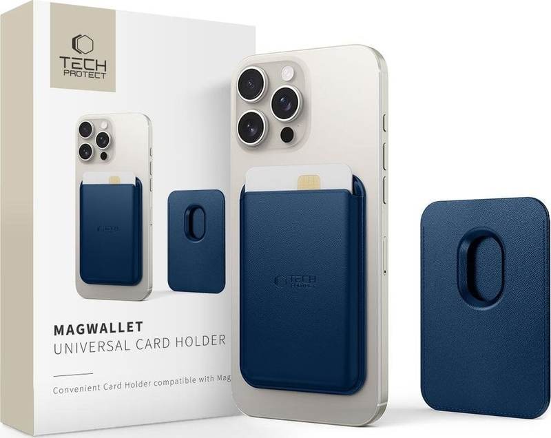 Mbajtës kartash Tech-Protect MagWallet MagSafe, universal, magnetik, blu navy