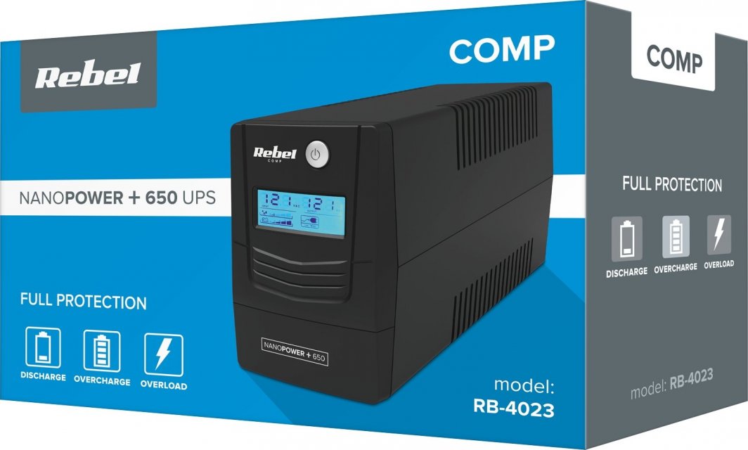 UPS Rebel Nanopower Plus 650, 650VA 360W, LCD USB, i zi