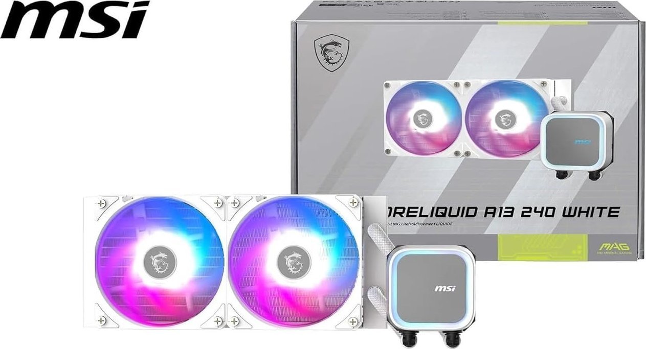 Ftohës uji për procesor MSI MAG CoreLiquid A13 240, radiator 240 mm, ARGB, i bardhë