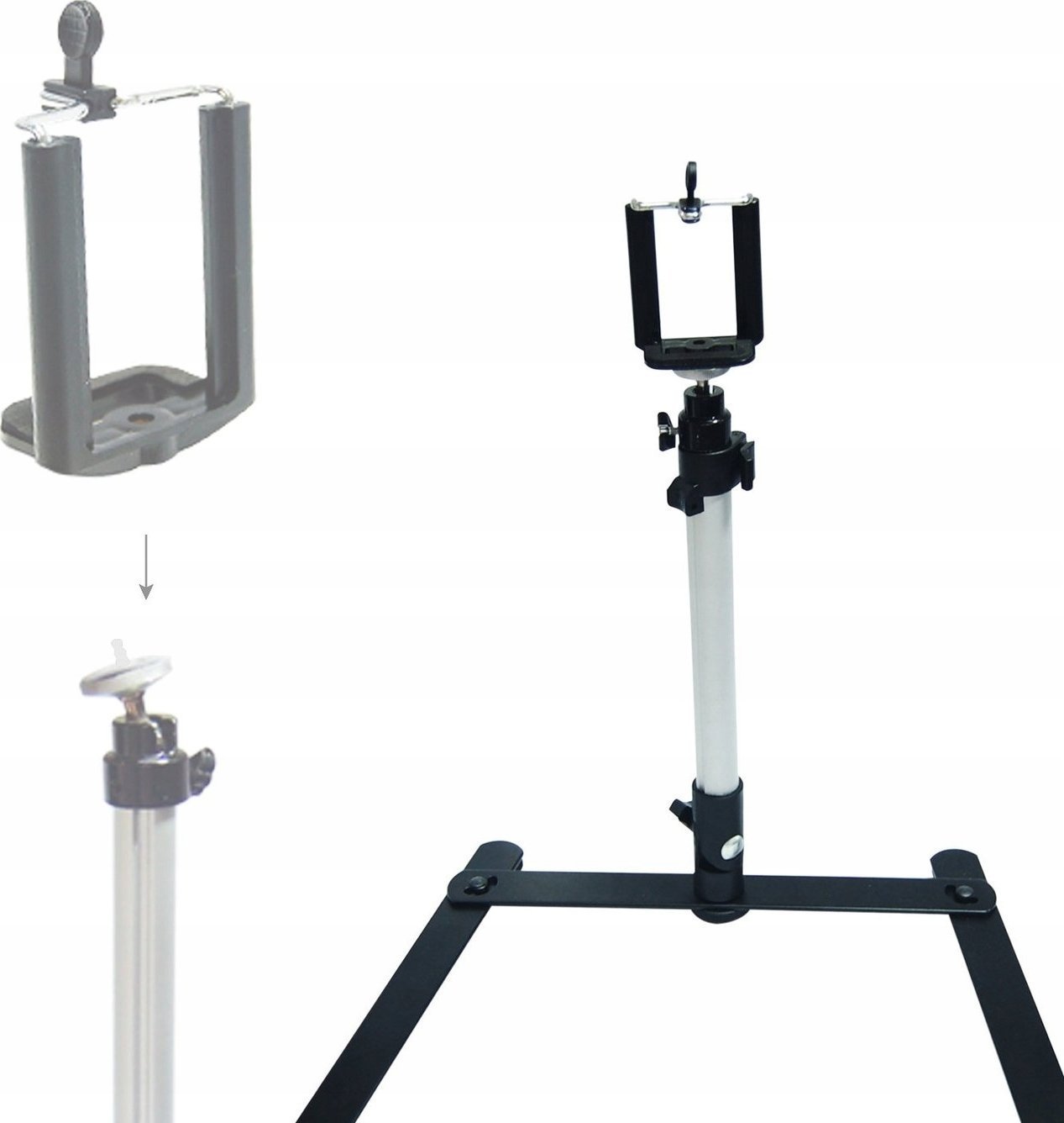 Tripod tavoline Massa Tripod Table, lartësi 45 cm, kokë 3D, i zi