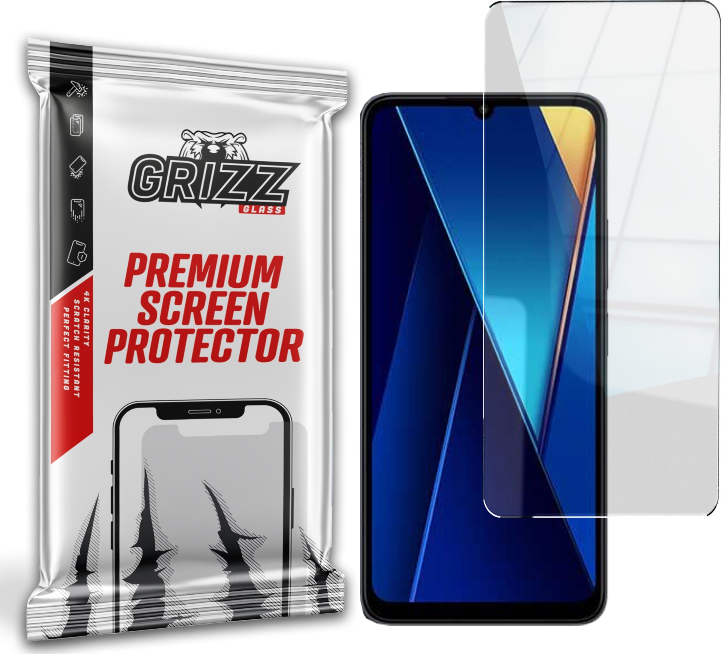 Mbrojtës ekrani GrizzGlass HybridGlass për Xiaomi Poco C65, xham hibrid, transparencë e lartë