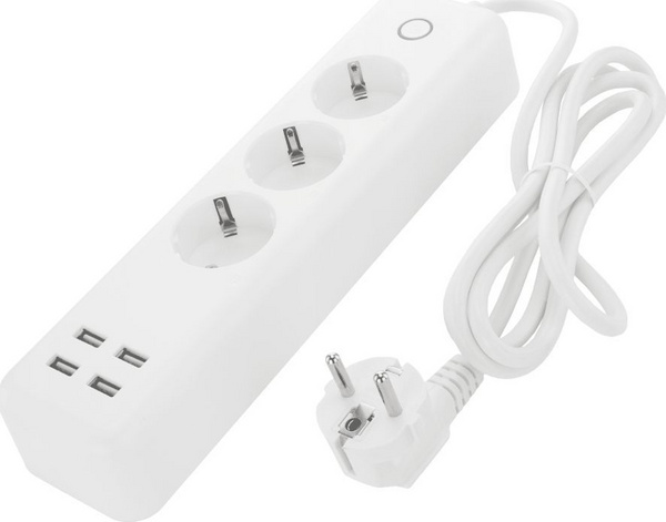 Shirit inteligjent Tuya Remote Network Extension Cord, WiFi, 4x prizë 4x USB, i bardhë