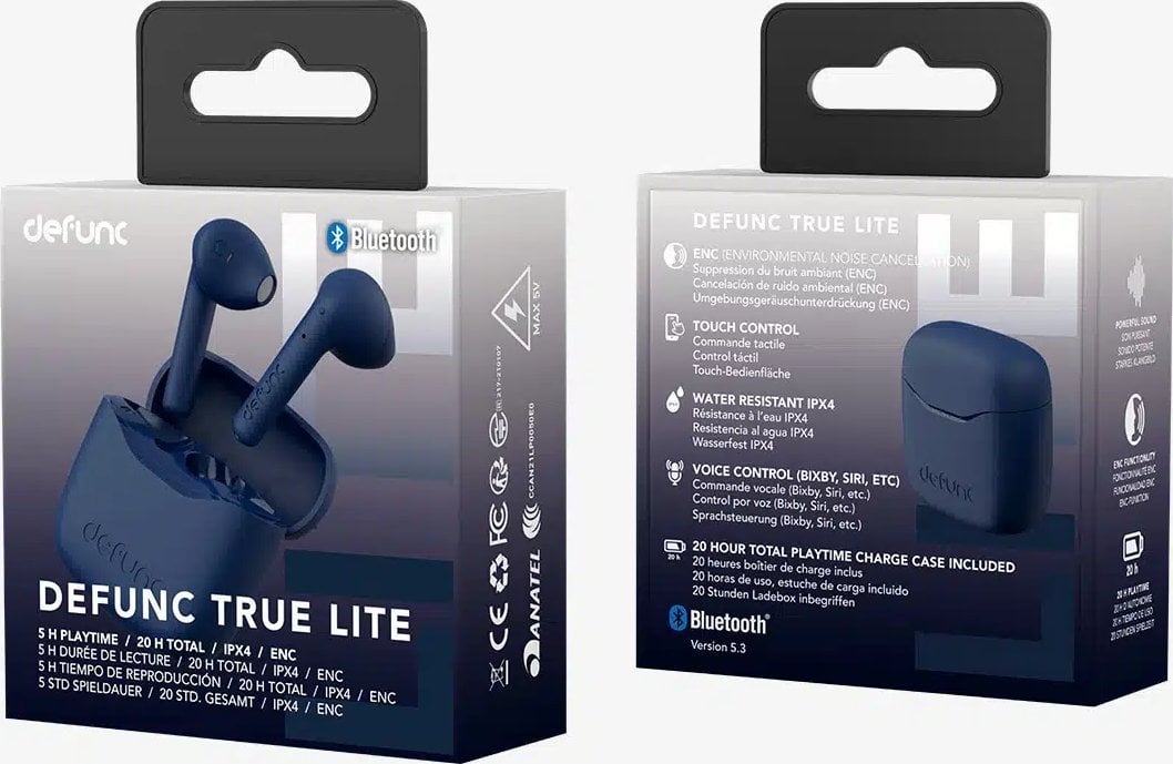 Kufje in-ear wireless Defunc True Lite, Bluetooth, me mikrofon, blu