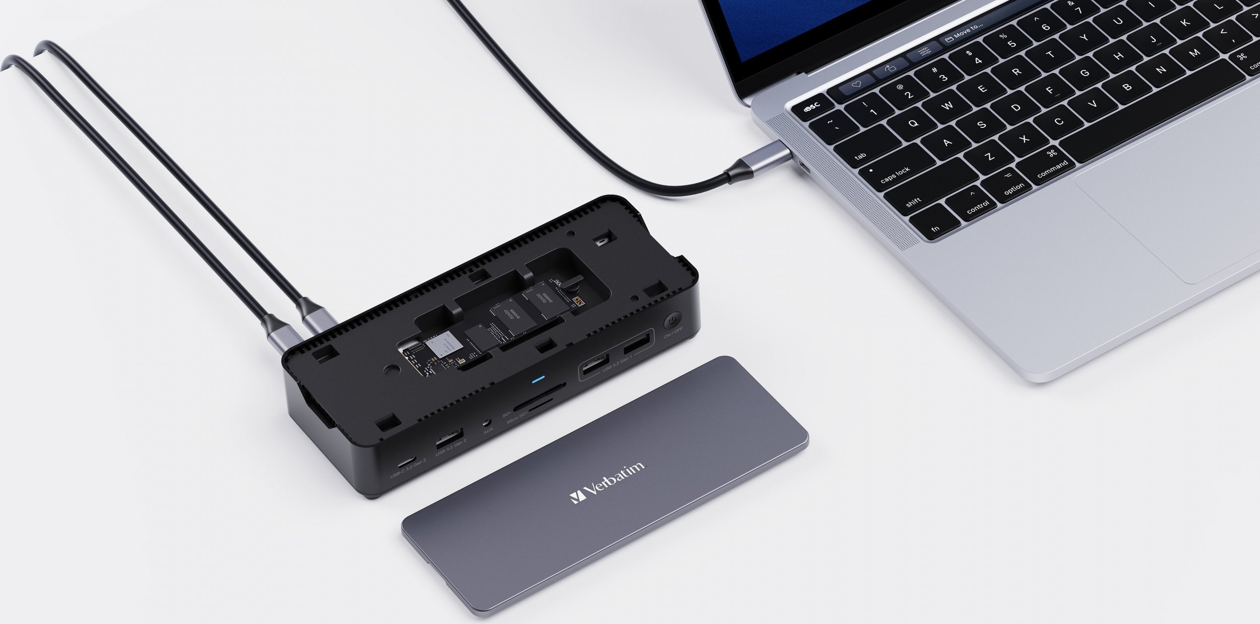 Doking stacion Verbatim CDS-15S, USB 3.2 Type C, 2x HDMI dhe DisplayPort, i zi gri