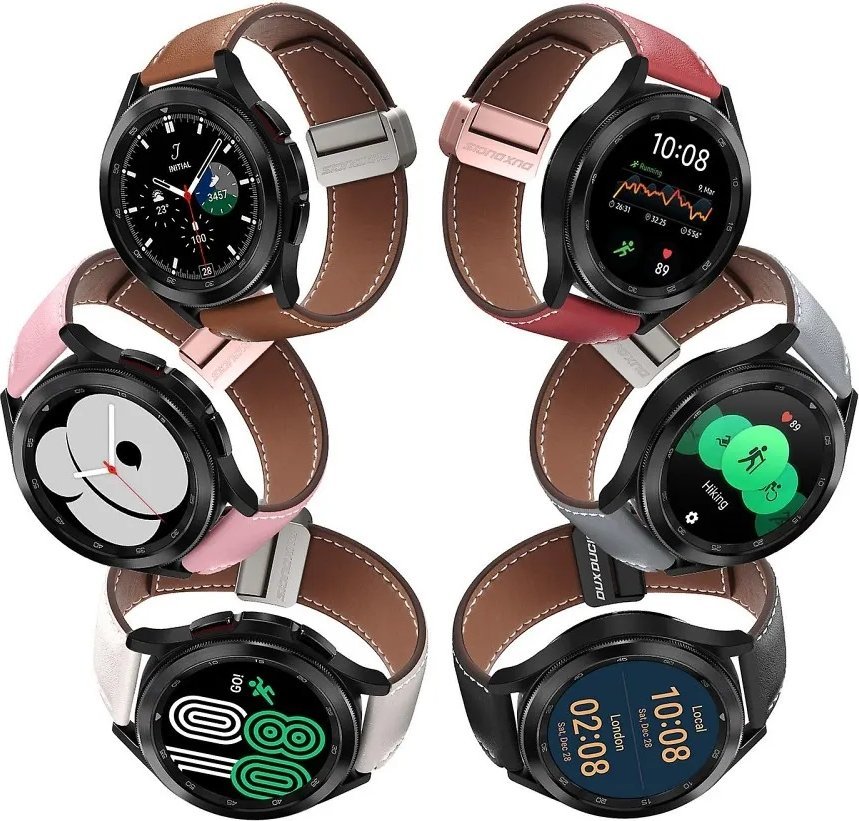 Rrip ore Dux Ducis YA, lëkurë natyrale, për Samsung Galaxy Watch dhe Huawei Watch, kafe
